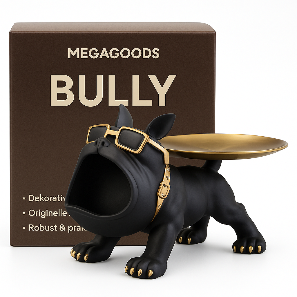 Bulldog Figur Deko 30 cm Aufbewahrung Box Resin Skulptur DE.