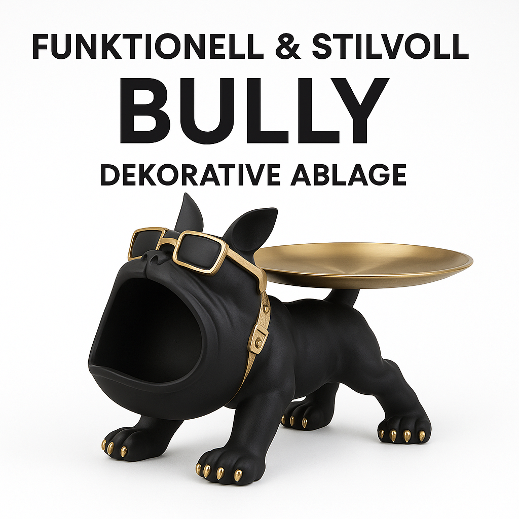 Bulldog Figur Deko 30 cm Aufbewahrung Box Resin Skulptur DE.