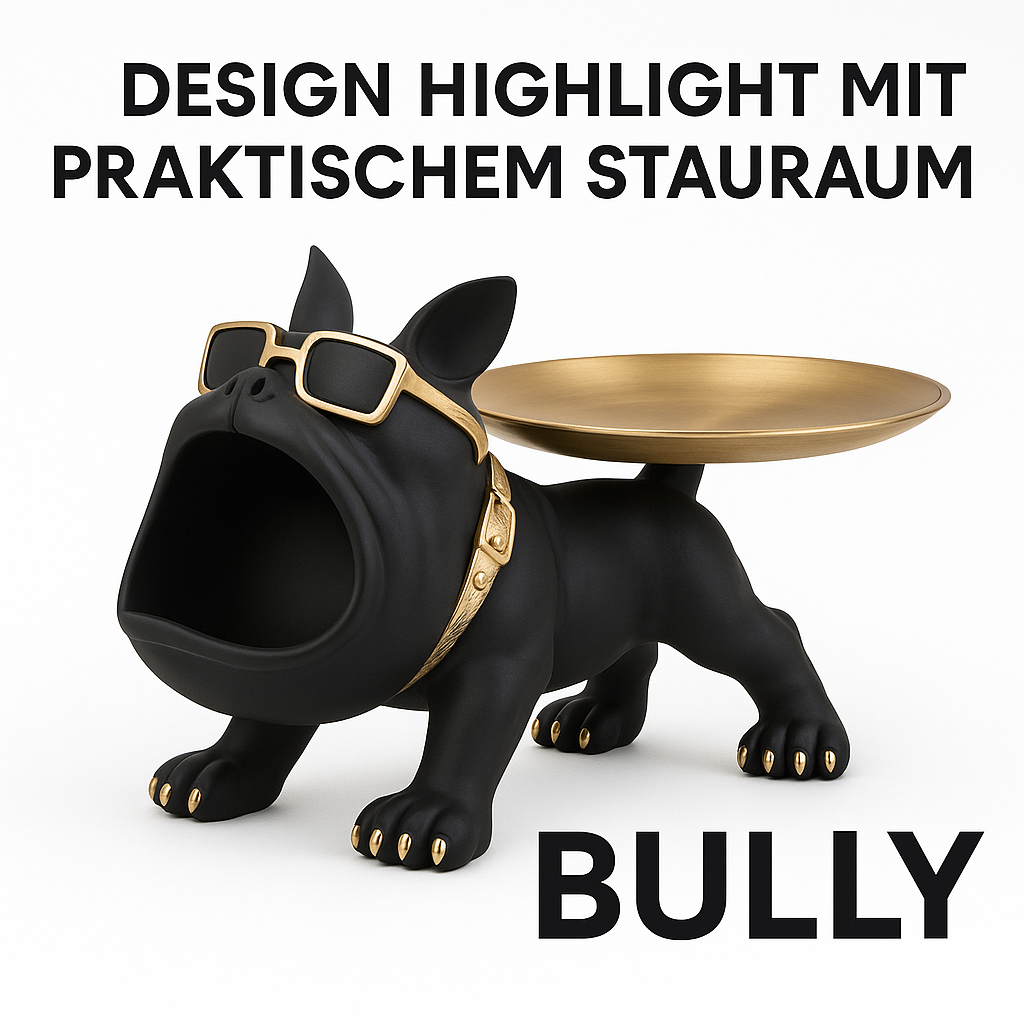 Bulldog Figur Deko 30 cm Aufbewahrung Box Resin Skulptur DE.