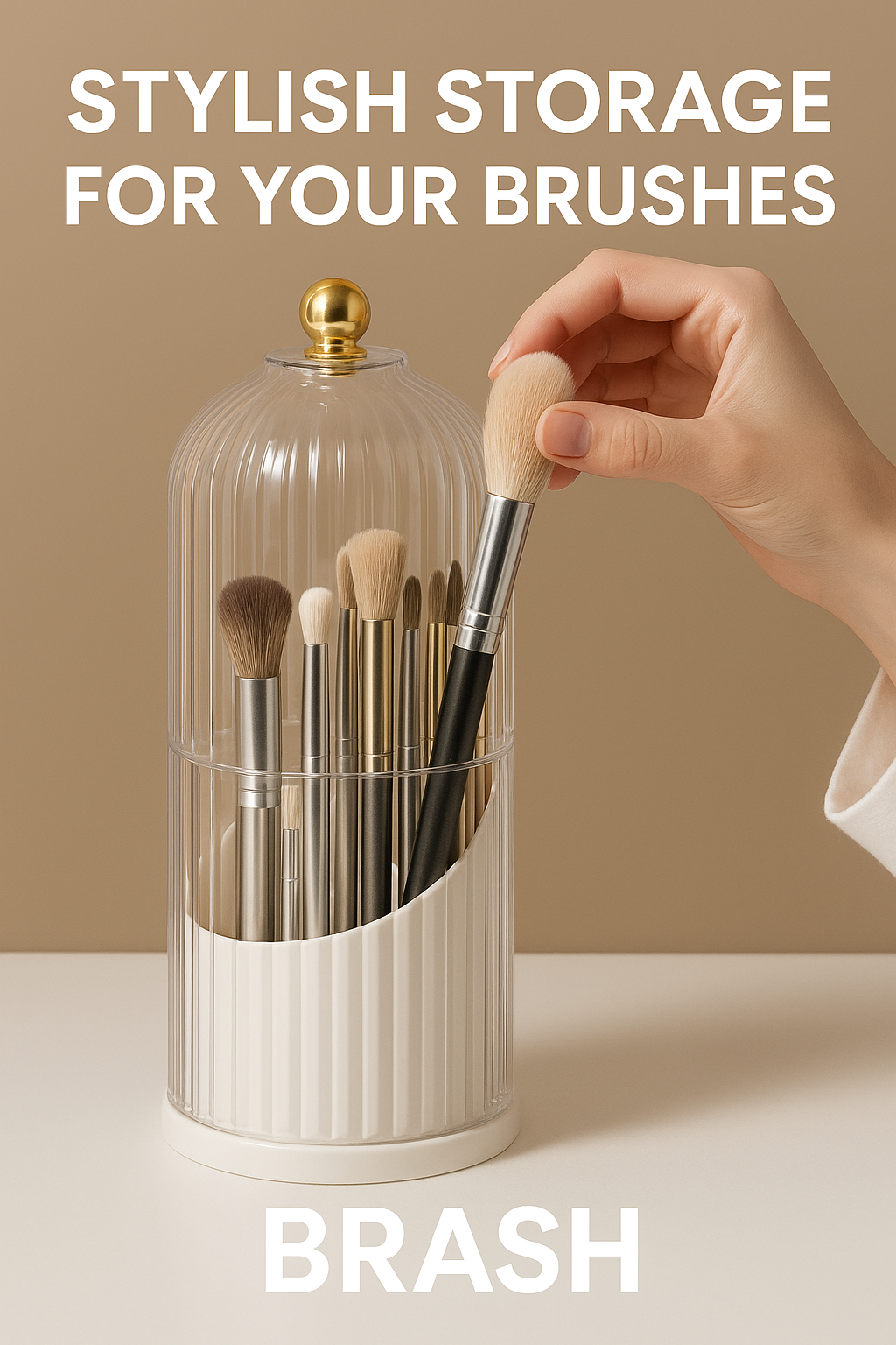 Make-up Pinselhalter drehbar 360° mit Deckel Luxus Kosmetikbox DE.