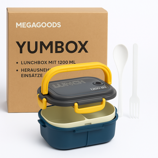 Lunchbox 2-lagig auslaufsicher mit Besteck mikrowellengeeignet DE.