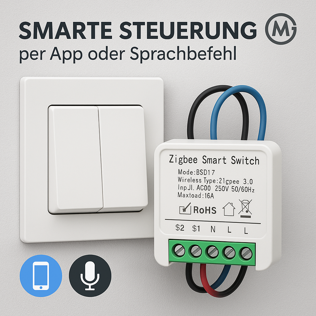 ZigBee 3.0 Smart Switch 16A Smart Home App- und Sprachsteuerung DE.