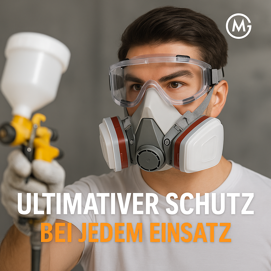 Atemschutzmaske 7in1 mit Brille Filter für Lackier- und Schleifarbeiten DE.