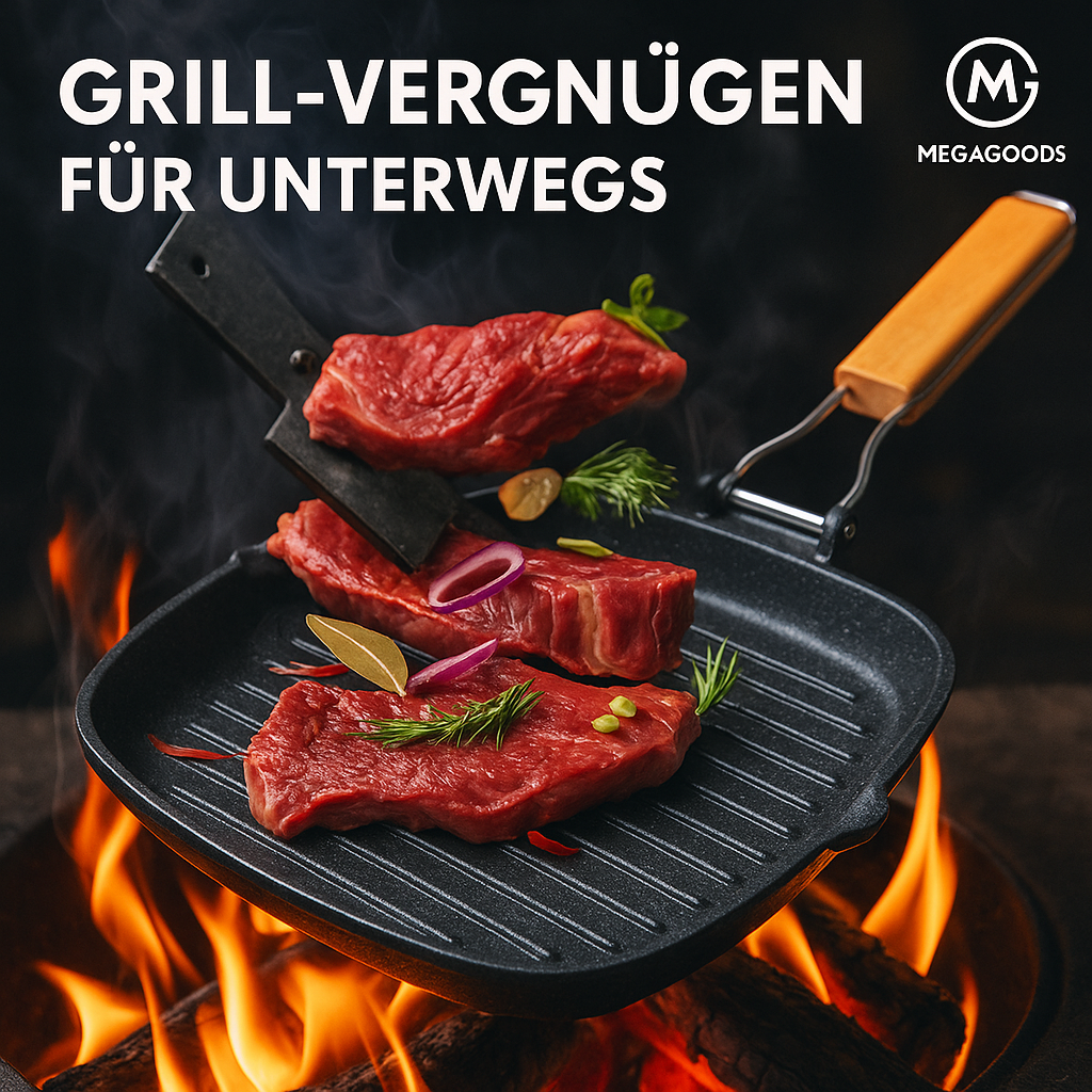 Klappbare Grillpfanne mit Holzgriff Antihaft für Outdoor BBQ DE.