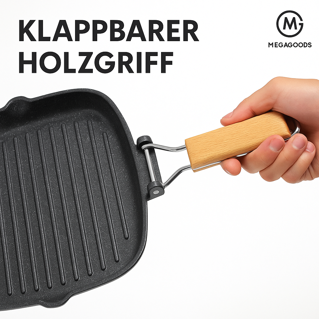 Klappbare Grillpfanne mit Holzgriff Antihaft für Outdoor BBQ DE.