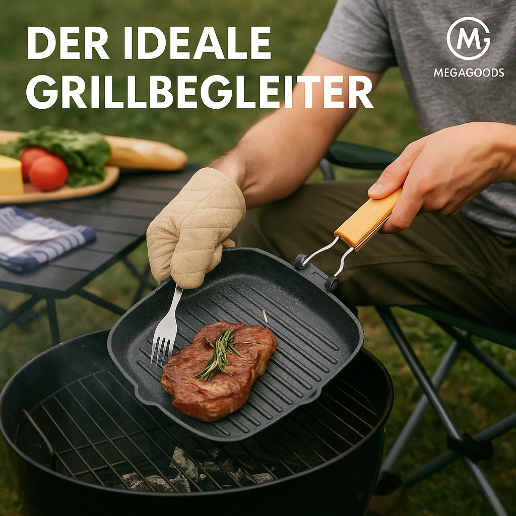 Klappbare Grillpfanne mit Holzgriff Antihaft für Outdoor BBQ DE.