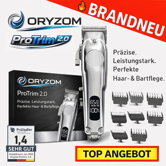 Oryzom™ ProTrim 2.0 Profi Edelstahl Haarschneider & Barttrimmer mit Akku USB