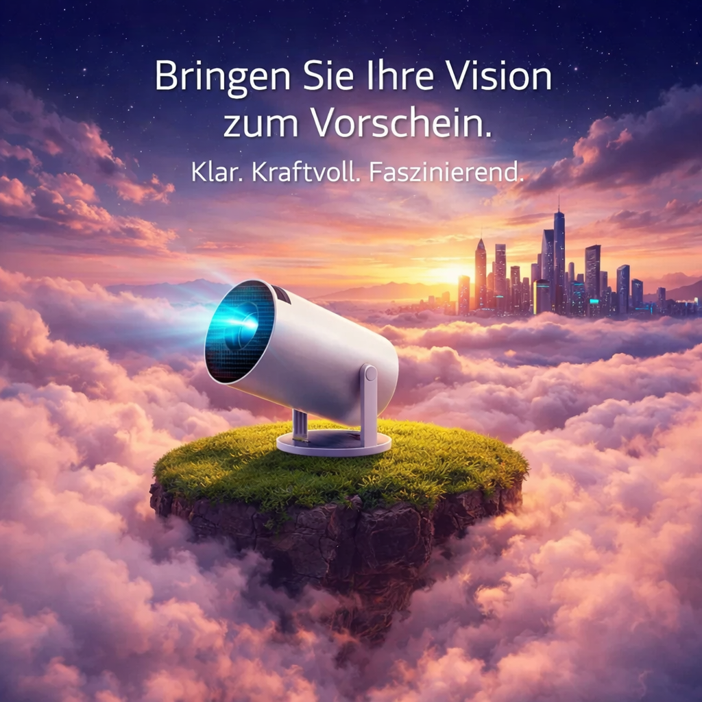 Oryzom™ SnapBeam Tragbarer 4K Mini Beamer Projektor WiFi6 Bluetooth 5 Android TV