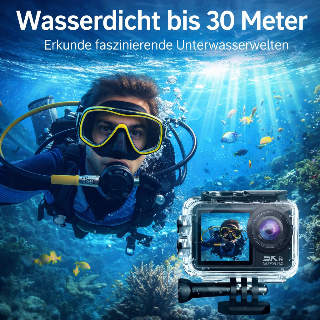 Oryzom™ SnapCam 5K Action Camera 30MP WiFi Wasserdicht 170° Weitwinkel Kamera