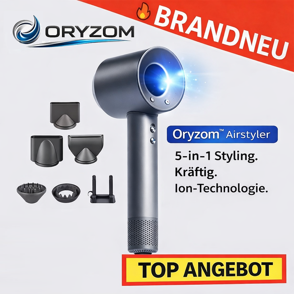 Oryzom™ Airstyler Hairstyler 5-in-1 Föhn und Styling-Gerät mit Ionen-Technologie