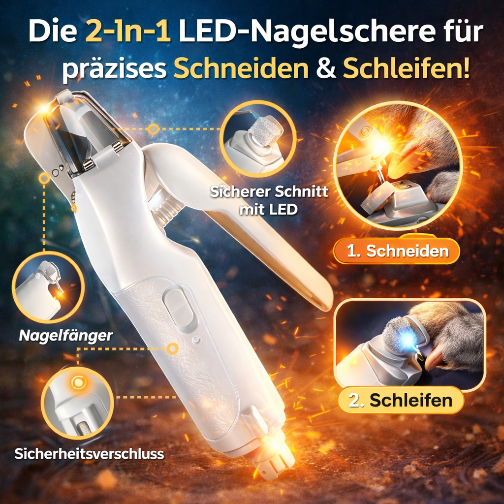 Dr. Pfoten LichtSchere™ Pro -2-in-1 LED Krallenschere für sichere Pfotenpflege