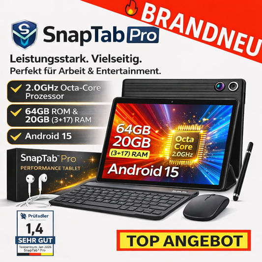 SnapTab™ Pro- Performance Tablet mit leistungsstarkem 2.0GHz Octa-Core Prozessor