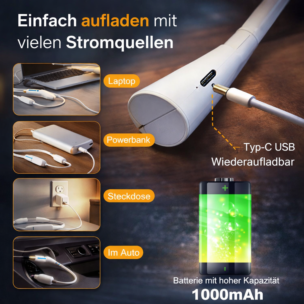 LumiCrealis™ Nackenlampe Umhängelampe Leselampe - perfekt fürs Stricken & Lesen