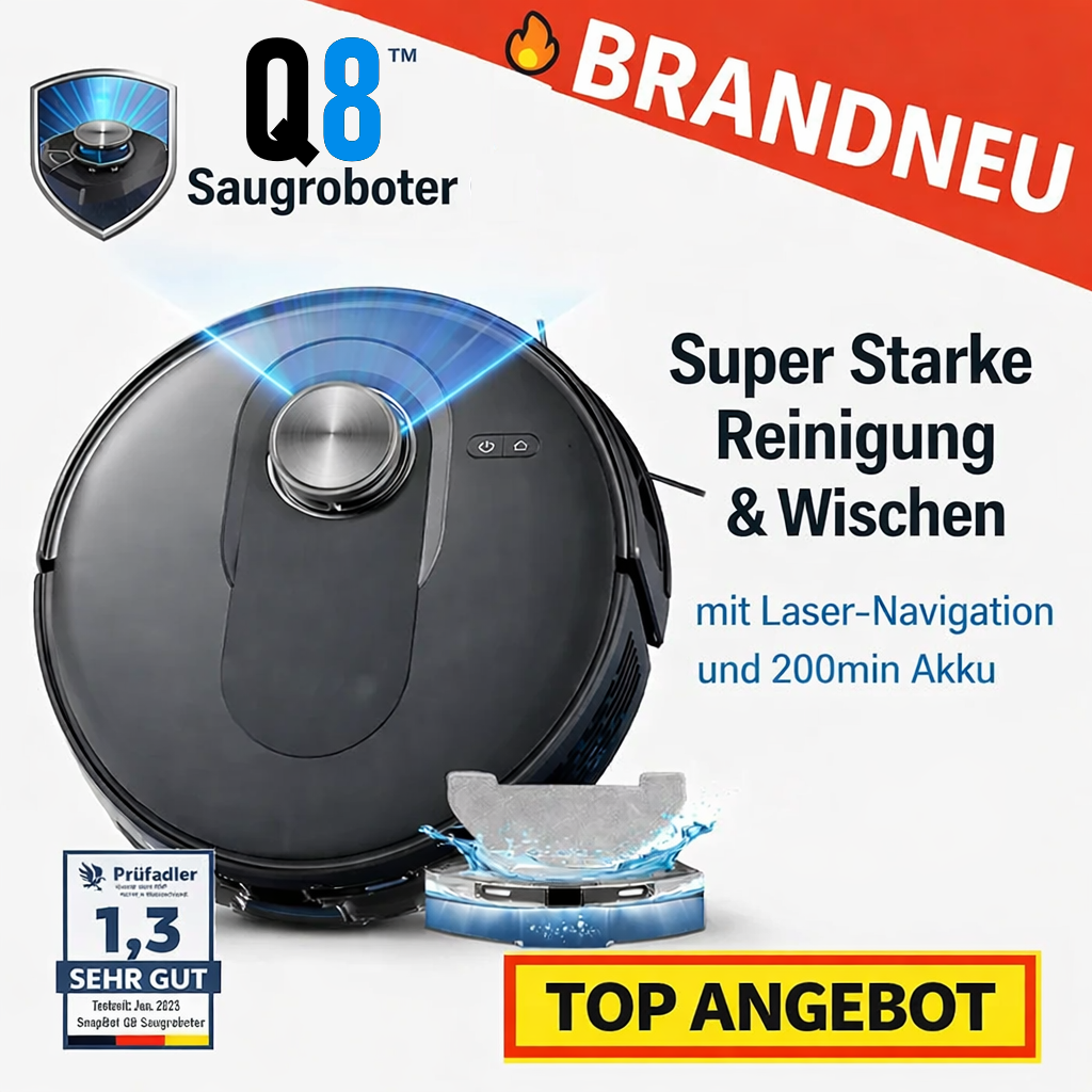 Q8™ Saugroboter mit Wischfunktion 200min Akkulaufzeit & Laser Navigation