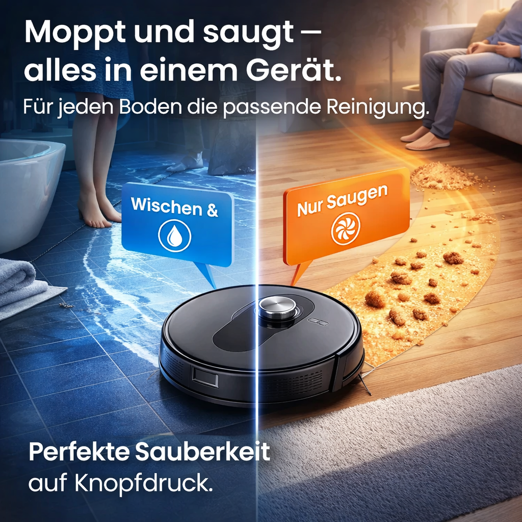Q8™ Saugroboter mit Wischfunktion 200min Akkulaufzeit & Laser Navigation