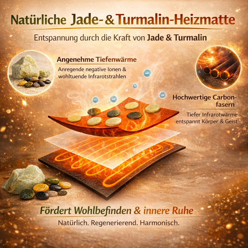VitalStone™ Thermo-Vitalmatte Wärmematte Heizmatte Turmalin Jadestein Unterbett Topper