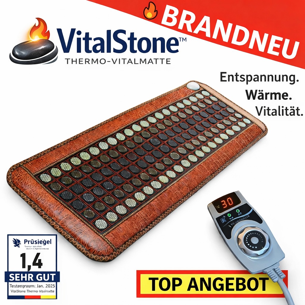 VitalStone™ Thermo-Vitalmatte Wärmematte Heizmatte Turmalin Jadestein Unterbett Topper