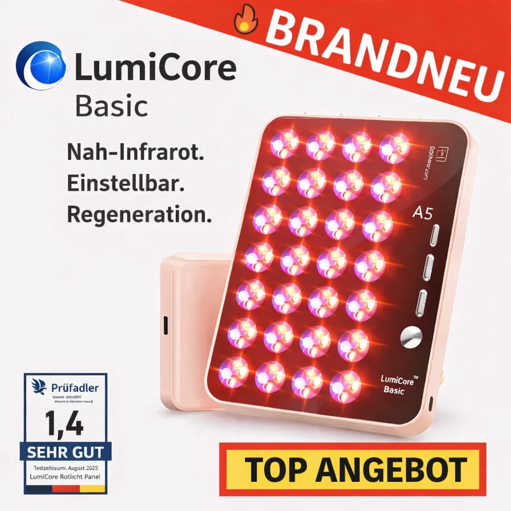LumiCore™ Basic Rotlicht Panel Infrarotlampe Nahinfrarot Therapie Lampe 96 LED