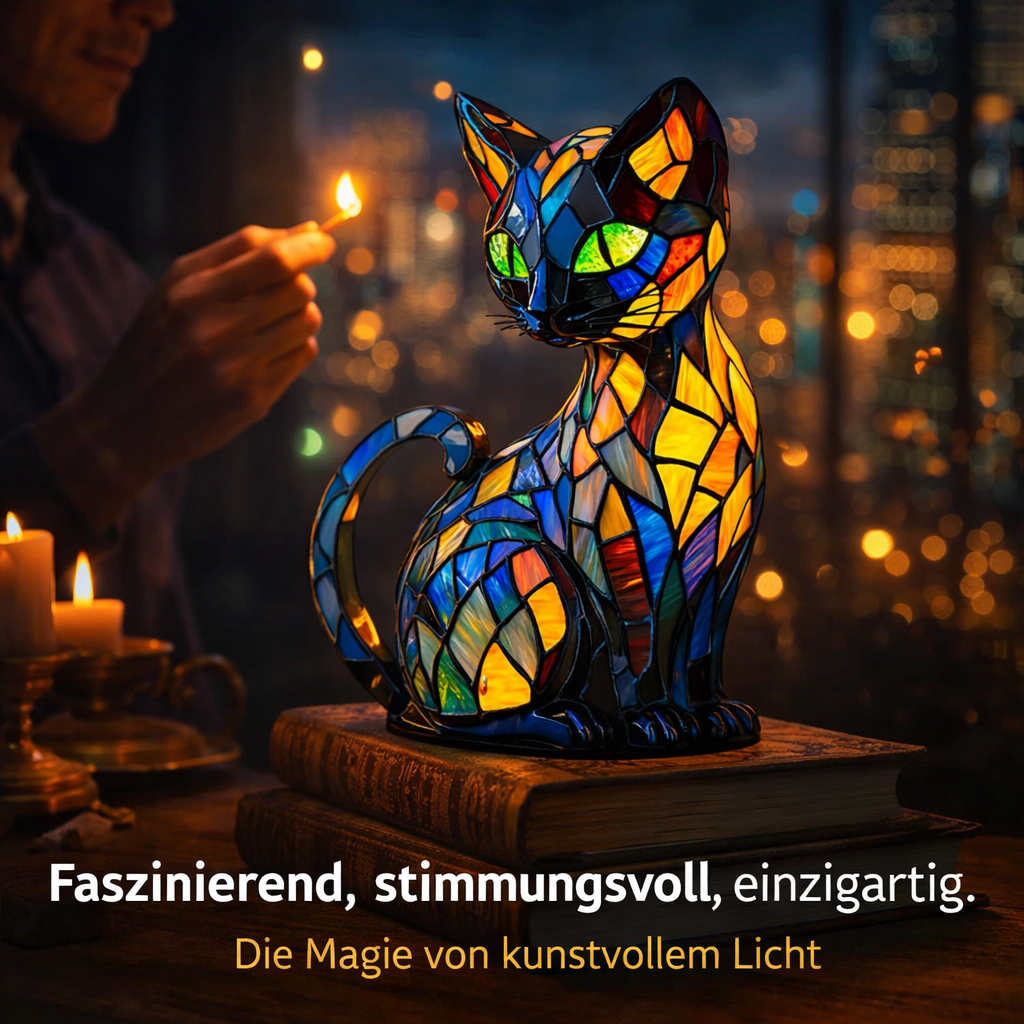 Festberg™ LeuchtKatze Katzenlampe Mosaik Nachtlicht Nachttischlampe