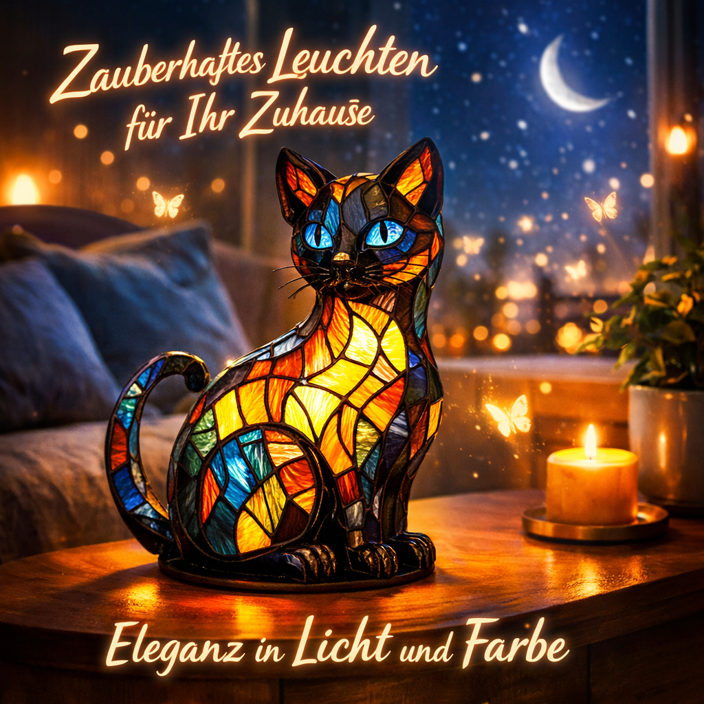 Festberg™ LeuchtKatze Katzenlampe Mosaik Nachtlicht Nachttischlampe