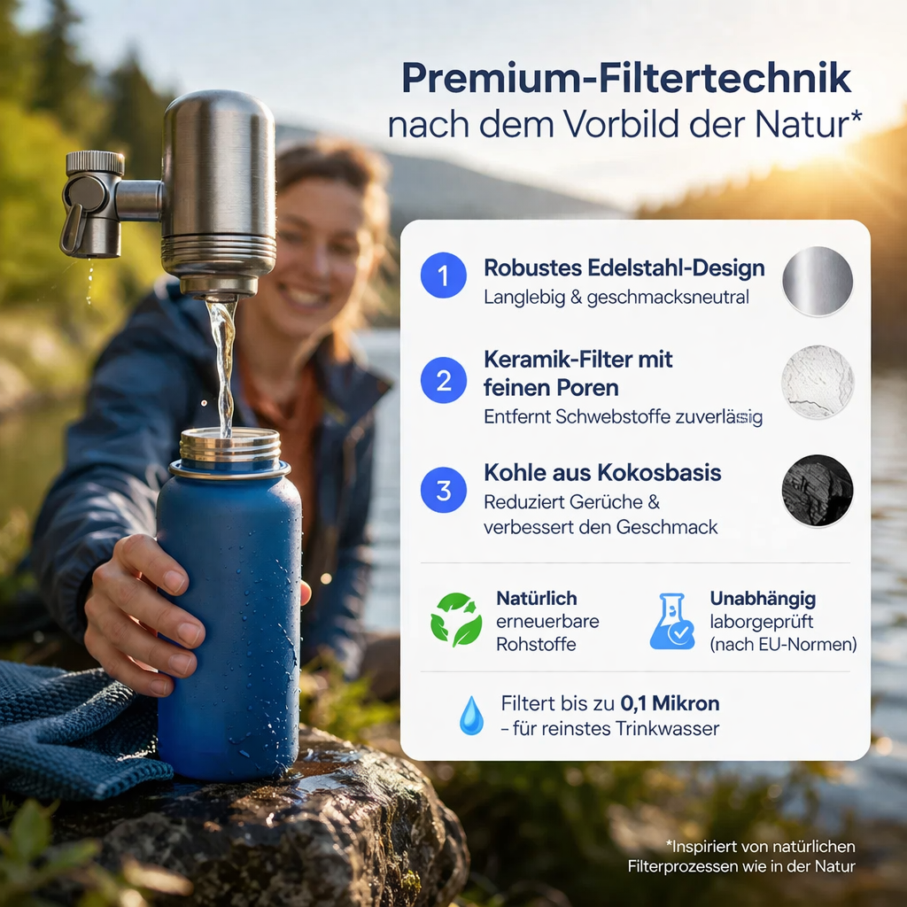 Puure™ 3.0 Wasserhahnfilter Wasserfilter Trinkwasserfilter inkl. 4 Ersatzfilter