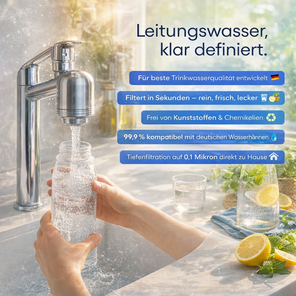 Puure™ 3.0 Wasserhahnfilter Wasserfilter Trinkwasserfilter inkl. 4 Ersatzfilter