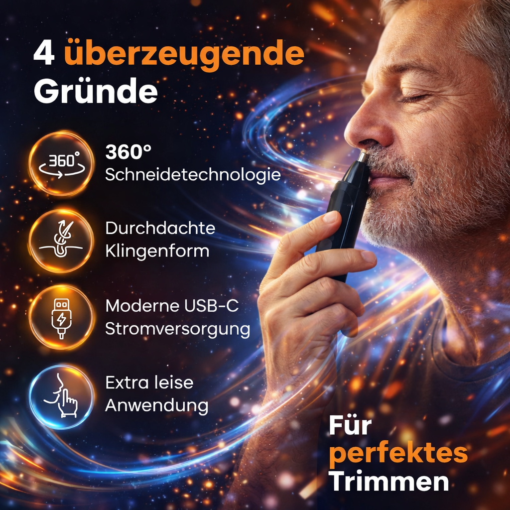 Mr. Bold™ Nasenhaartrimmer Profi Nasenhaarschneider Ohrhaartrimmer Präzision LED