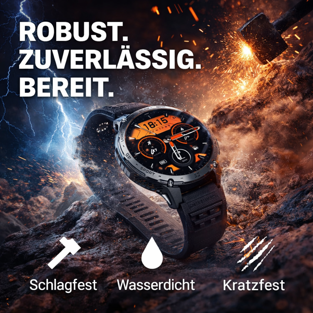 ZEUS™ 2.0 Smartwatch Herren Damen Fitness Tracker Puls SpO2 GPS Bluetooth IP68