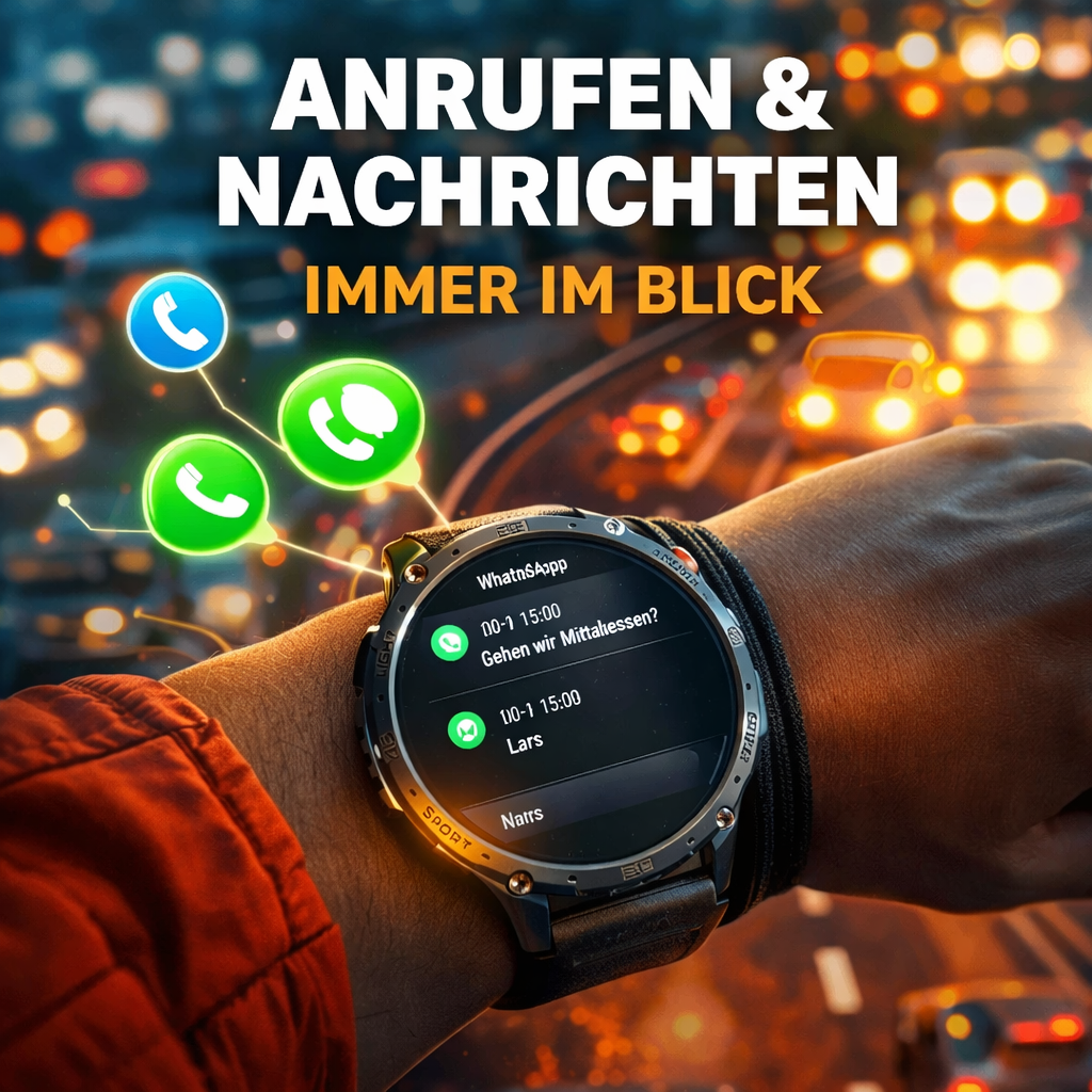 ZEUS™ 2.0 Smartwatch Herren Damen Fitness Tracker Puls SpO2 GPS Bluetooth IP68