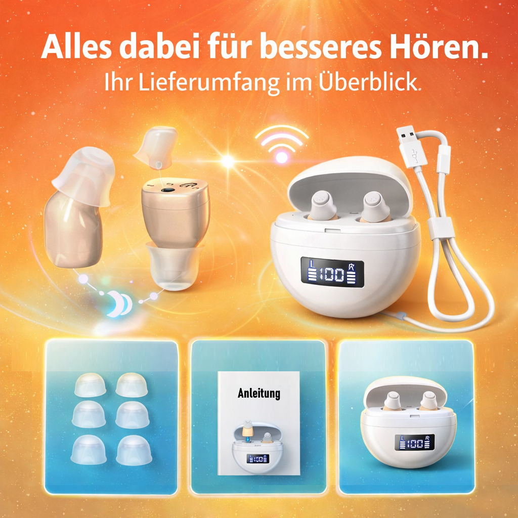 Hermhoffer™ CIC Pro Hörhilfe Hörgerät Hörverstärker unsichtbar wiederaufladbar