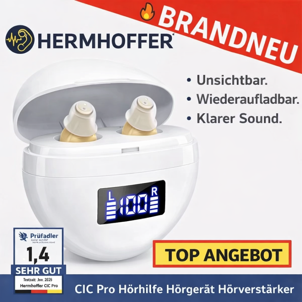 Hermhoffer™ CIC Pro Hörhilfe Hörgerät Hörverstärker unsichtbar wiederaufladbar