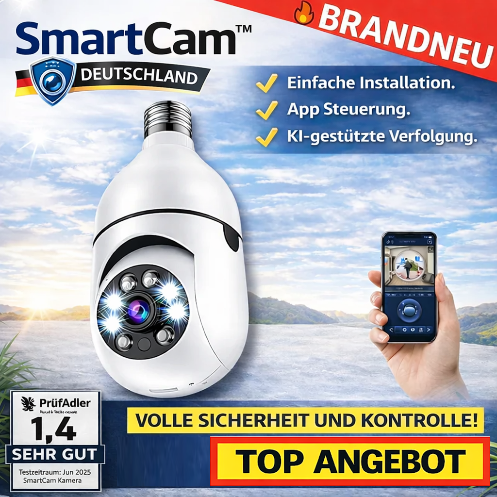 SmartCam™ Überwachungskamera WiFi Kamera E27 Glühbirnenkamera 360° AI Tracking