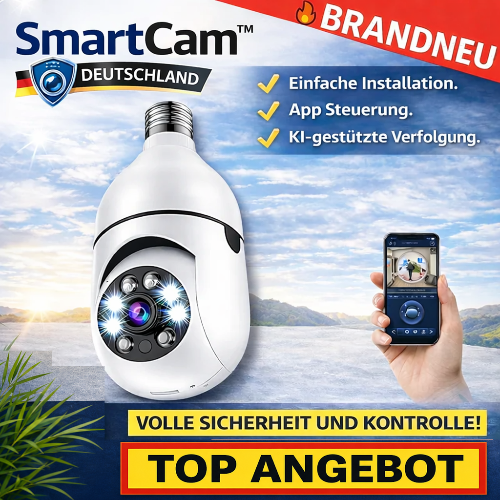 SmartCam™ Überwachungskamera WiFi Kamera E27 Glühbirnenkamera 360° AI Tracking