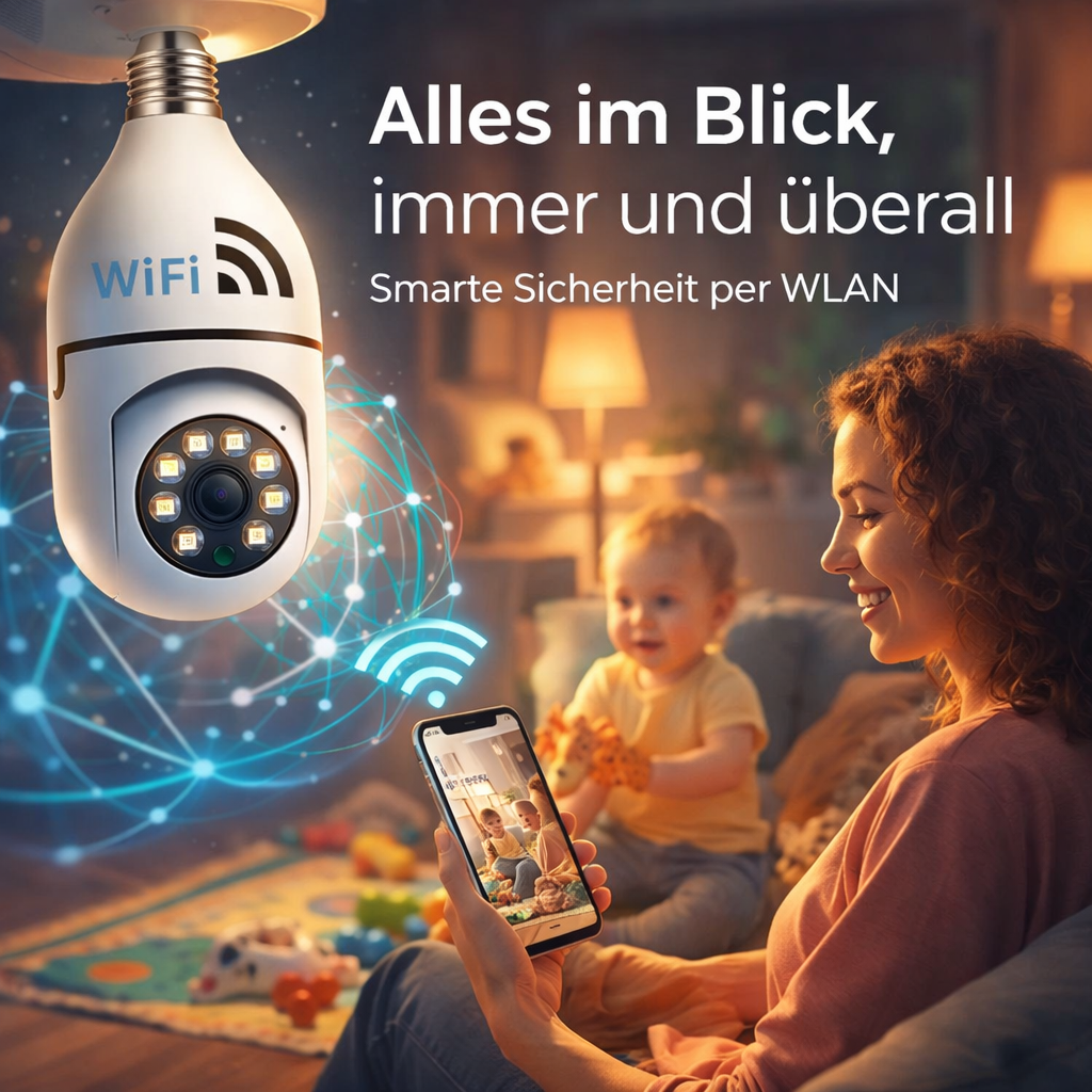 SmartCam™ Überwachungskamera WiFi Kamera E27 Glühbirnenkamera 360° AI Tracking