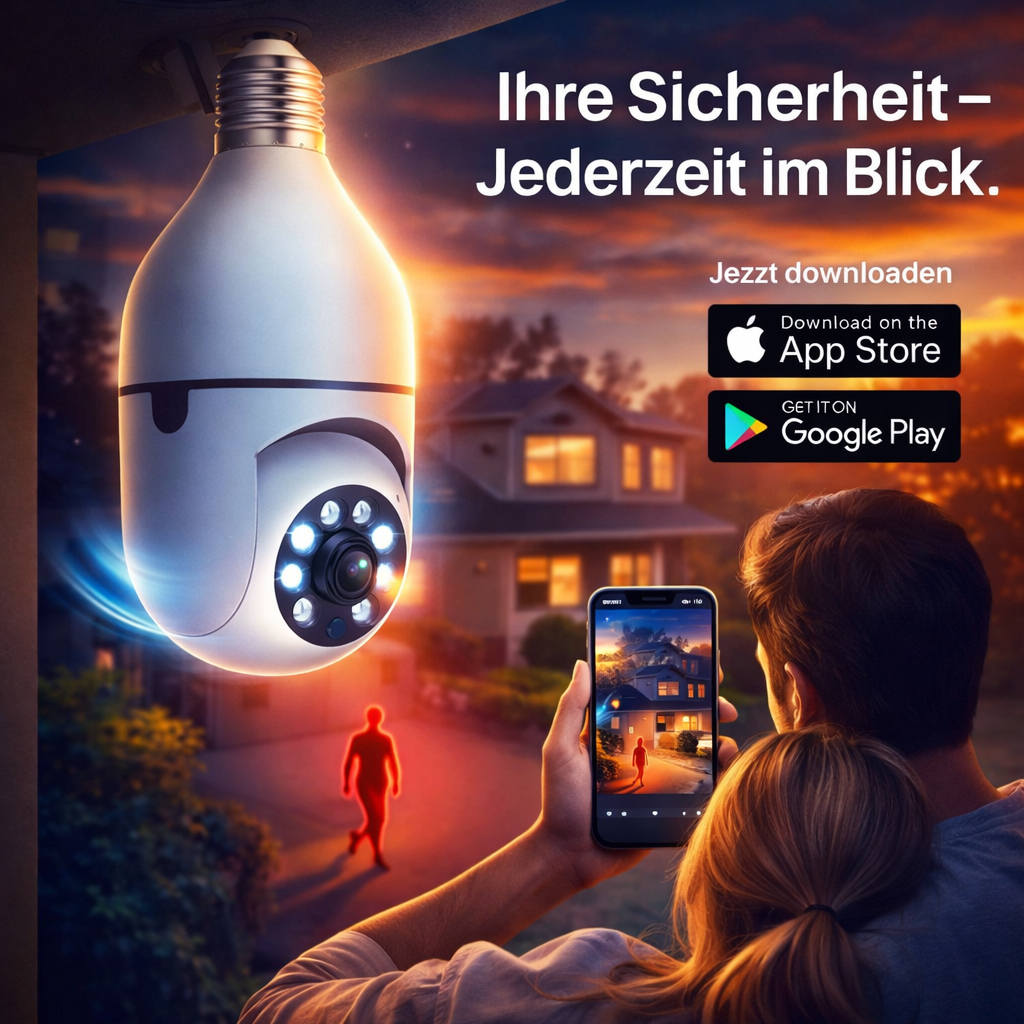 SmartCam™ Überwachungskamera WiFi Kamera E27 Glühbirnenkamera 360° AI Tracking