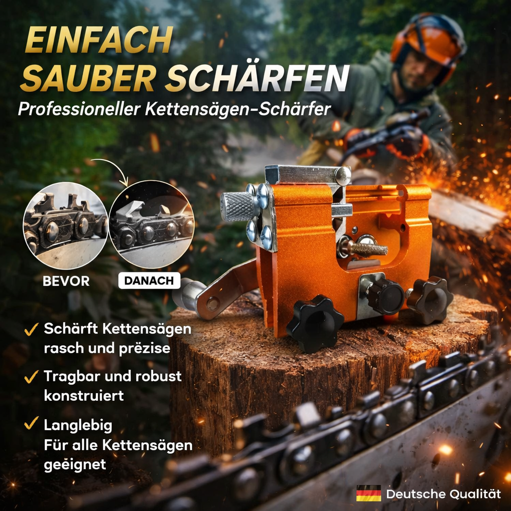 ProfiSaw™ Kettensäge Schärfgerät Kettenschärfer mit Winkelführung das Original!