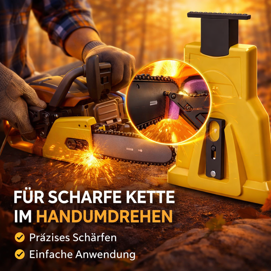 UltraSaw™ Kettensäge Schärfgerät Kettenschärfer für jede Kettensäge das Original