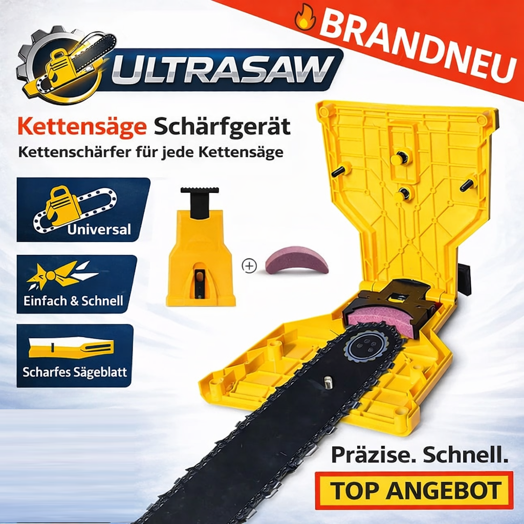 UltraSaw™ Kettensäge Schärfgerät Kettenschärfer für jede Kettensäge das Original