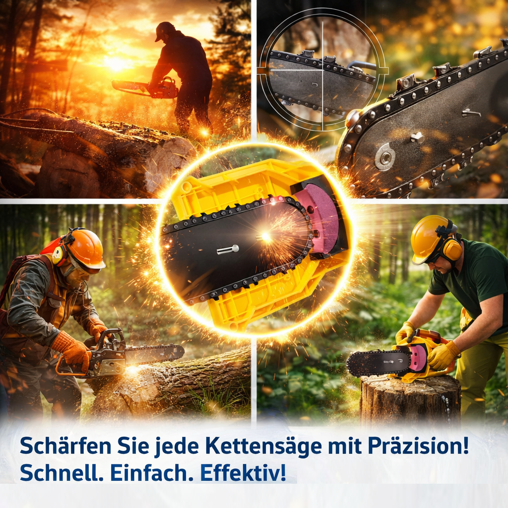 UltraSaw™ Kettensäge Schärfgerät Kettenschärfer für jede Kettensäge das Original