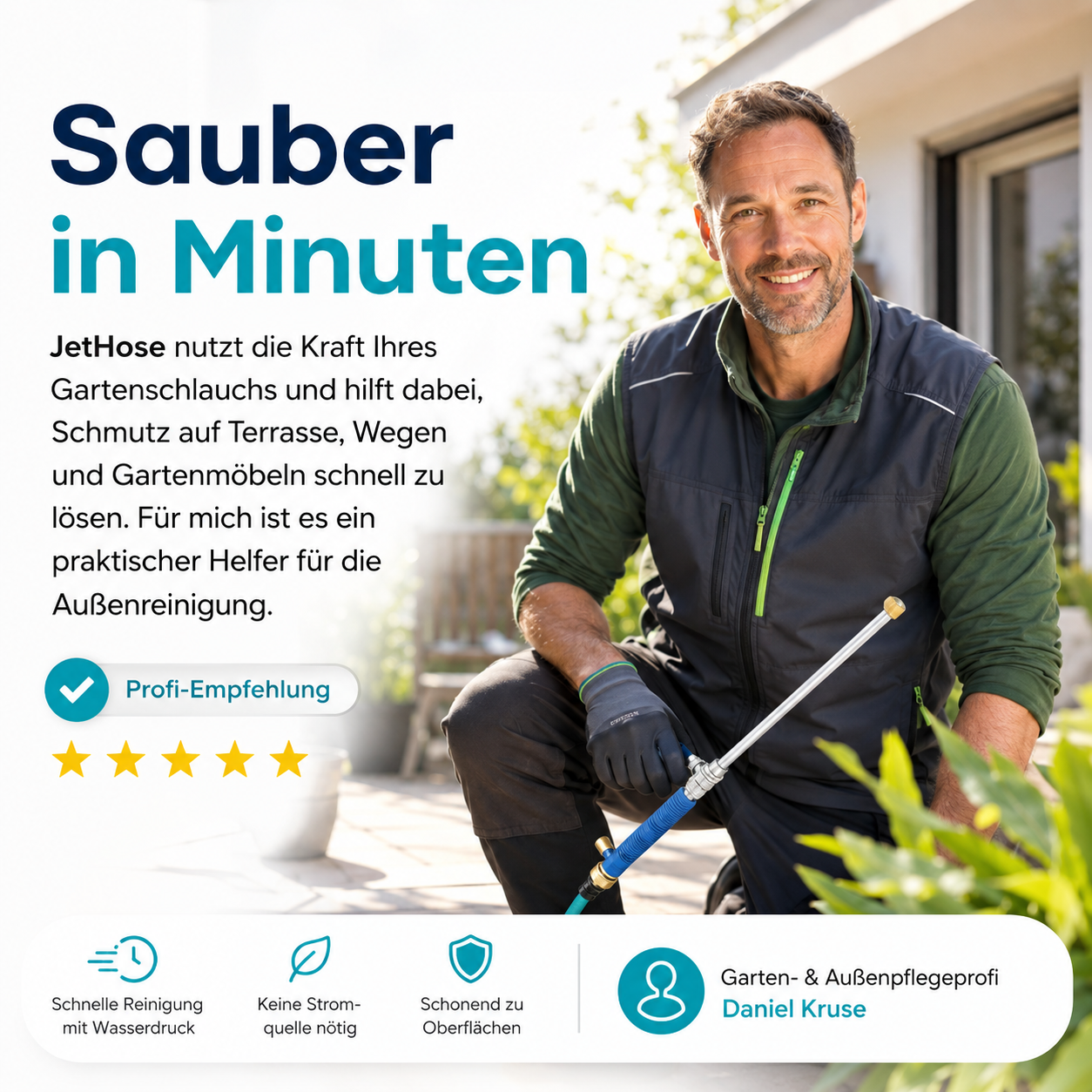 JetHose™ Hochdruckdüse Wasserdüse Aufsatz für Gartenschlauch super kraftvoll!