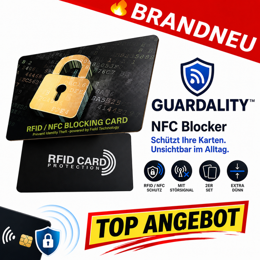 Guardality™ RFID Schutzkarte NFC Blocker Kreditkarten Schutz Störsignal 2er Set
