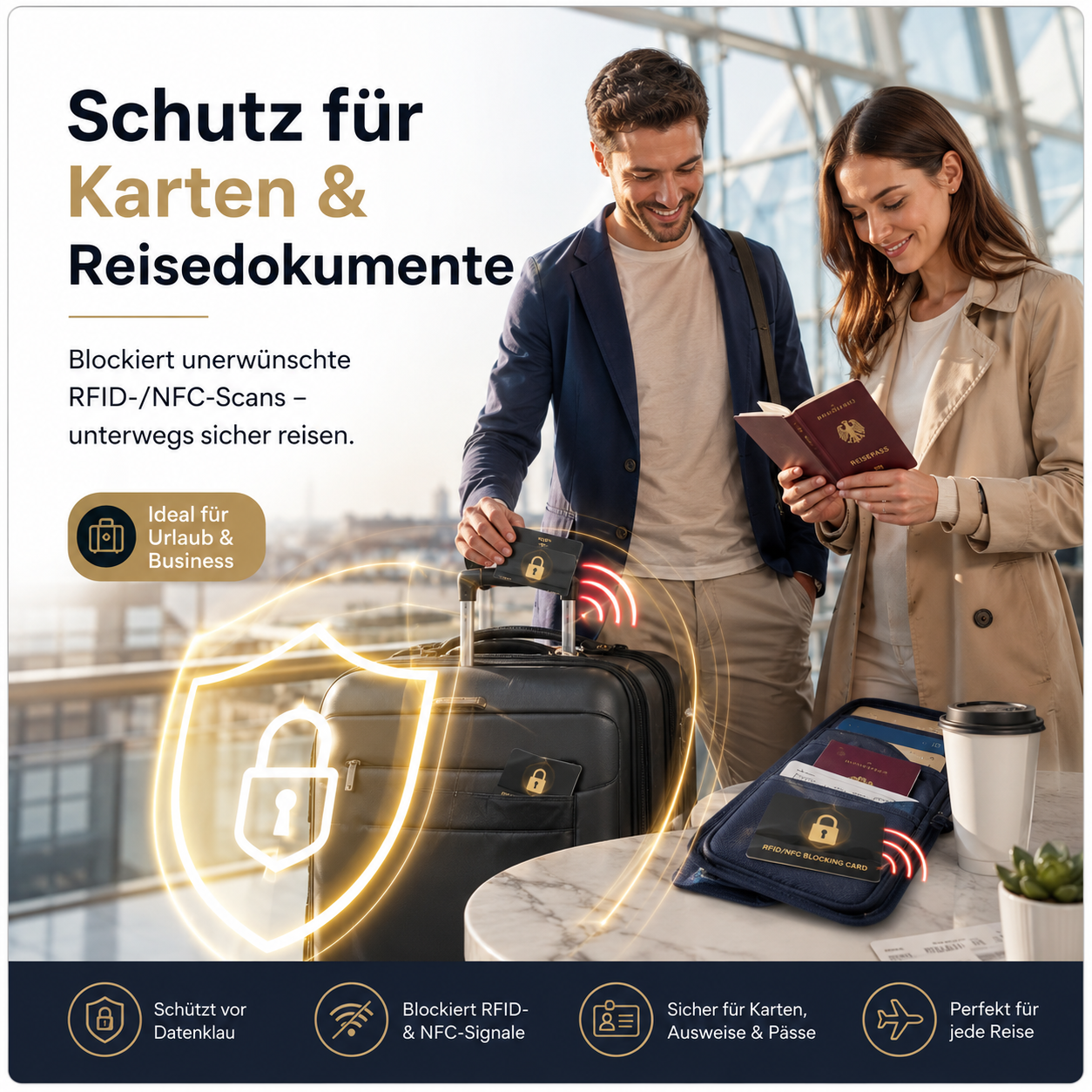 Guardality™ RFID Schutzkarte NFC Blocker Kreditkarten Schutz Störsignal 2er Set