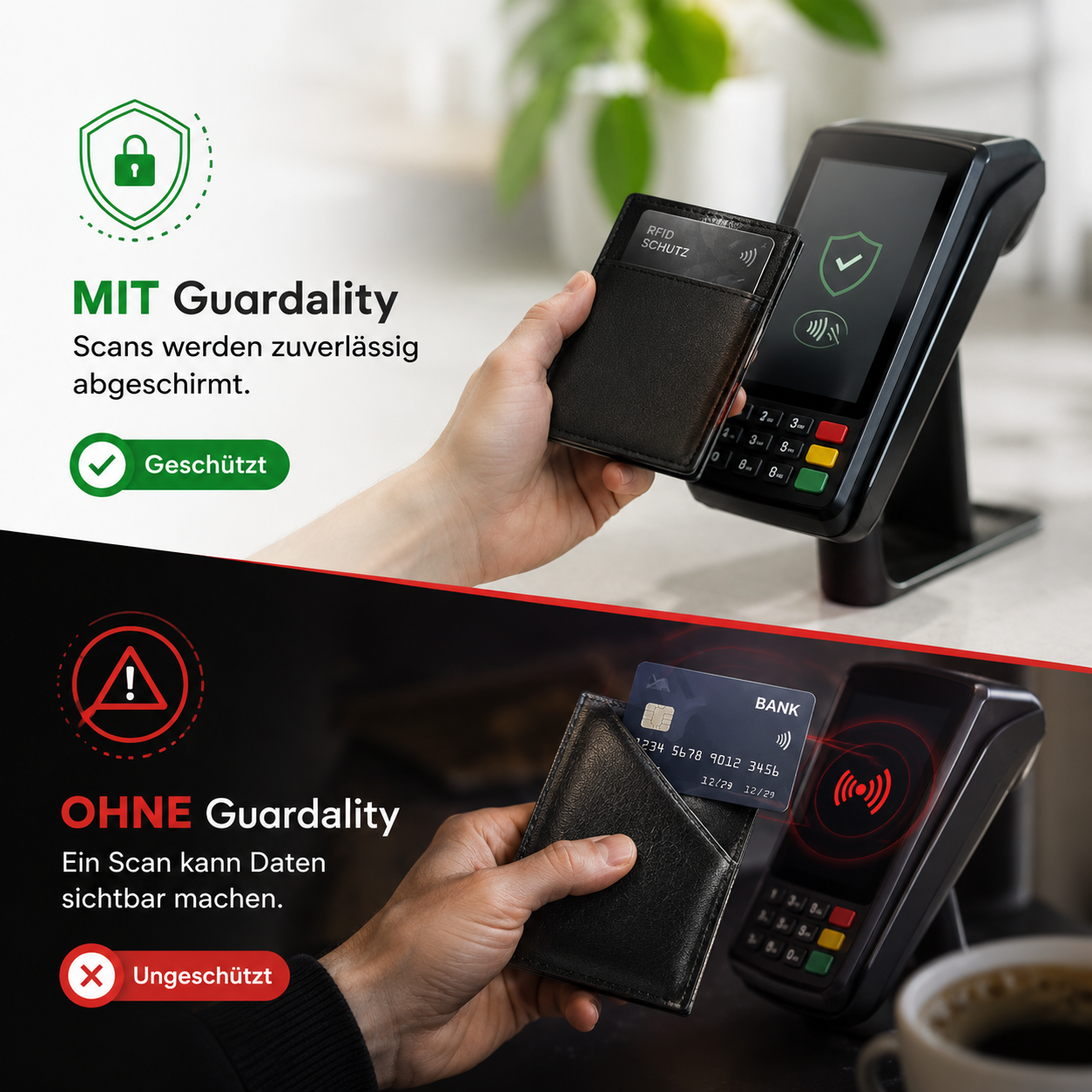 Guardality™ RFID Schutzkarte NFC Blocker Kreditkarten Schutz Störsignal 2er Set