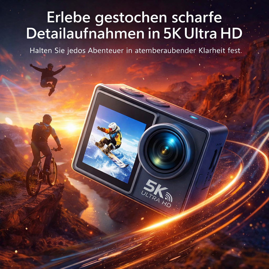 Swevix™ Action Kamera 5K Ultra HD 50MP WiFi 30m Wasserdicht 170° Servix SportCam