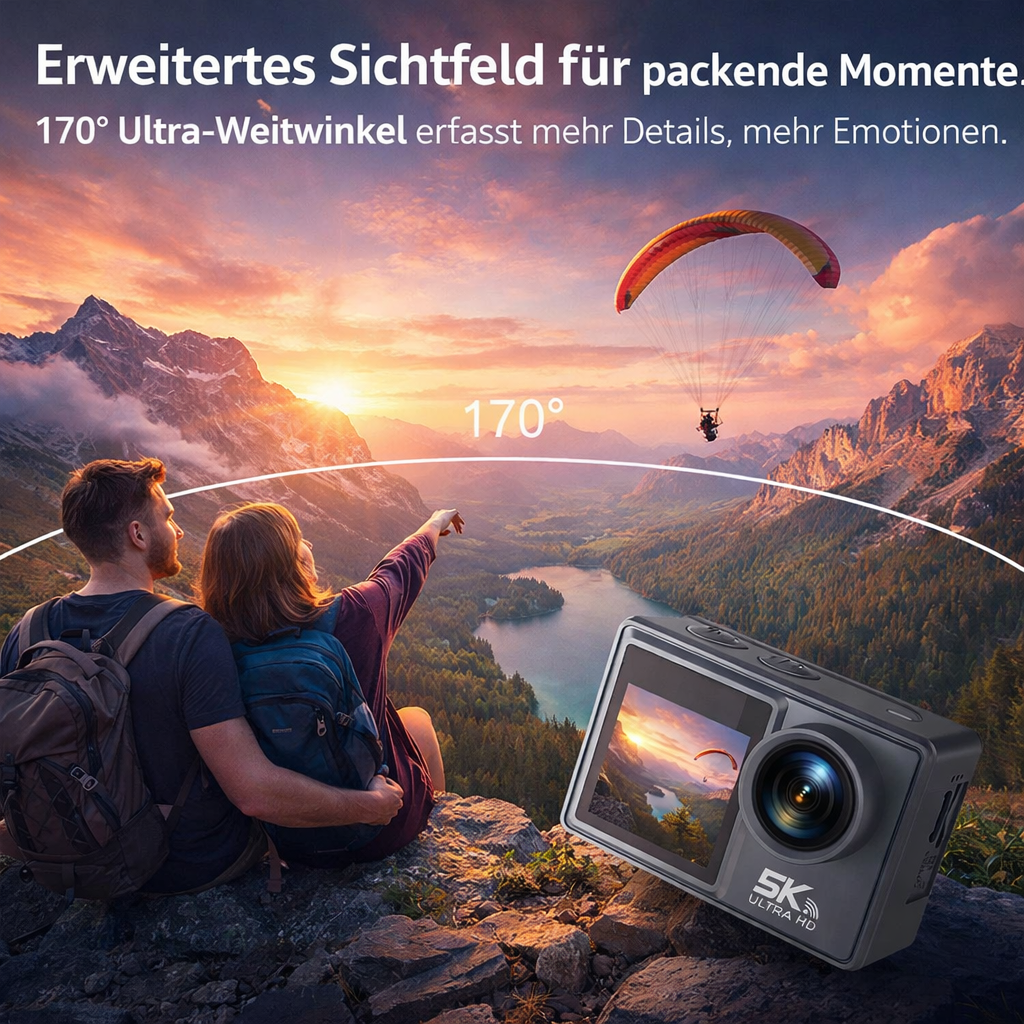 Swevix™ Action Kamera 5K Ultra HD 50MP WiFi 30m Wasserdicht 170° Servix SportCam