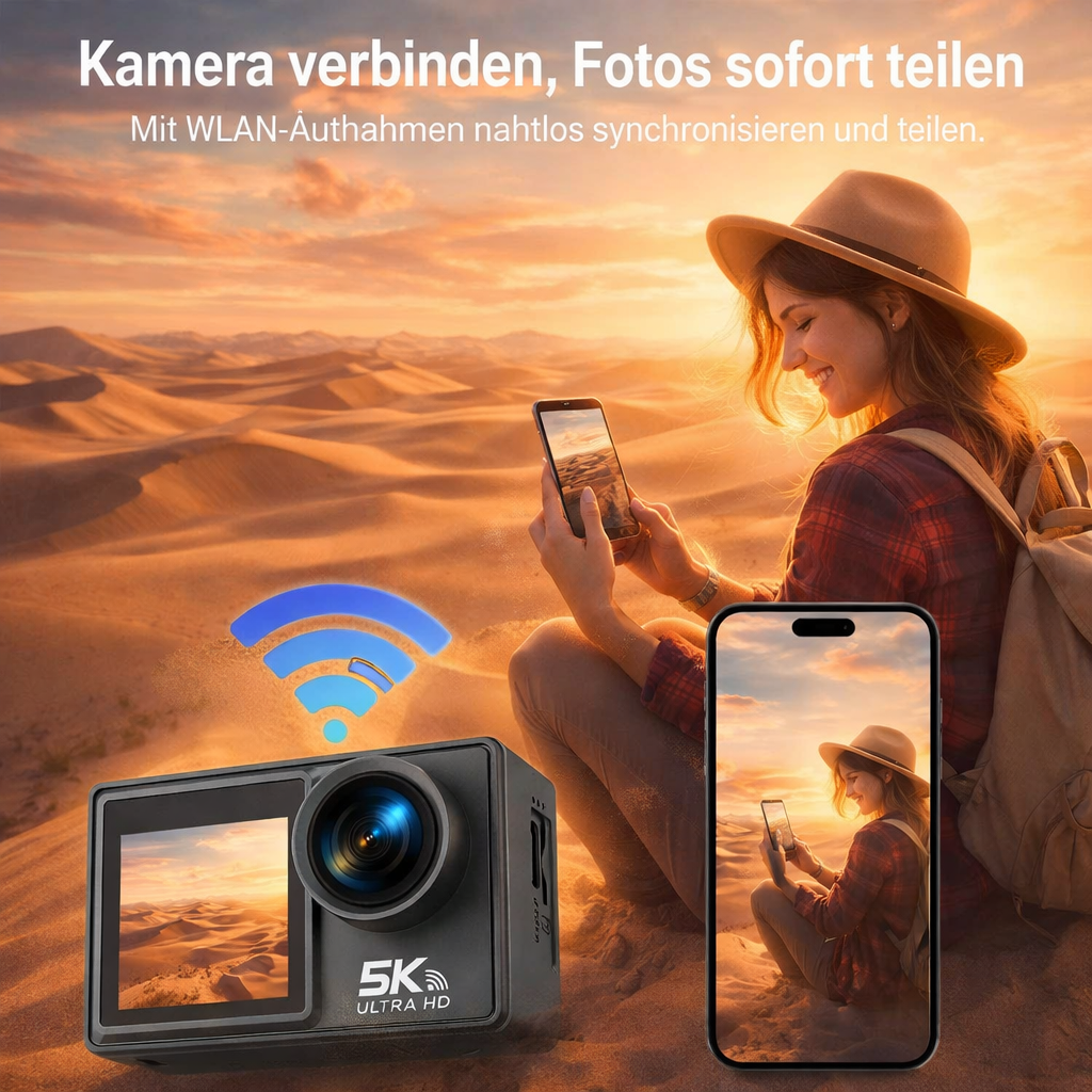 Swevix™ Action Kamera 5K Ultra HD 50MP WiFi 30m Wasserdicht 170° Servix SportCam