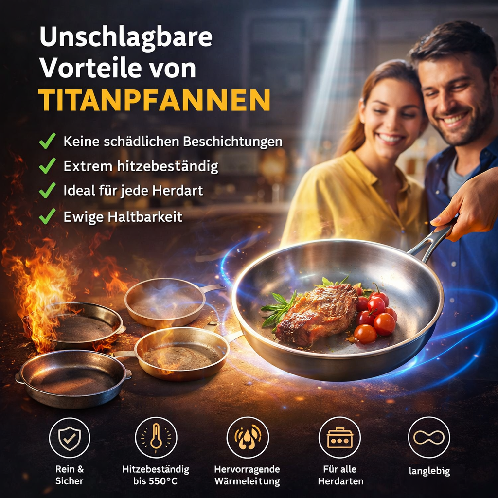 Kovali™ Titan Premium Pfanne Bratpfanne antihaft & kratzfest Original mit Deckel