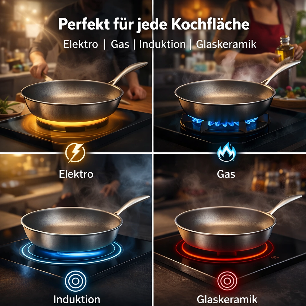 Kovali™ Titan Premium Pfanne Bratpfanne antihaft & kratzfest Original mit Deckel