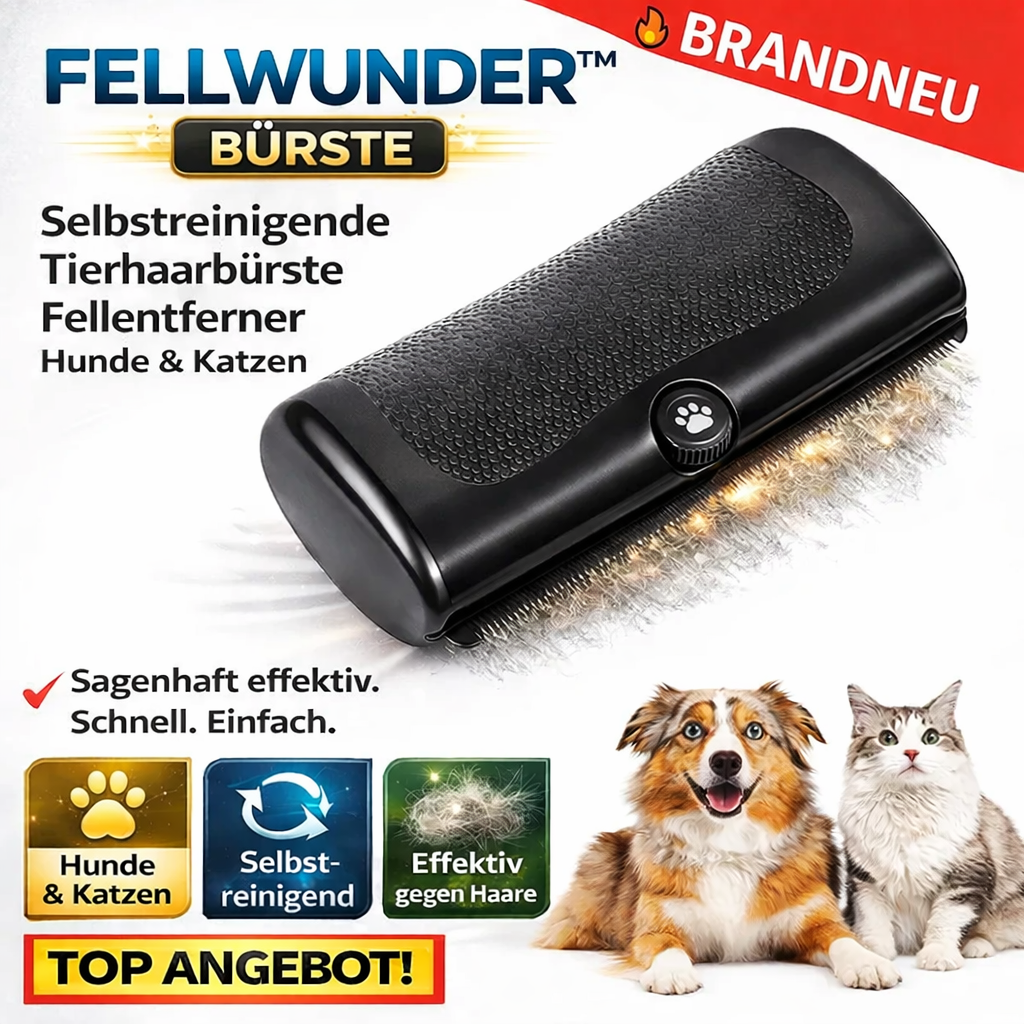 Fellwunder™ Bürste Tierhaarbürste Hunde Katzen Fellentferner Selbstreinigende