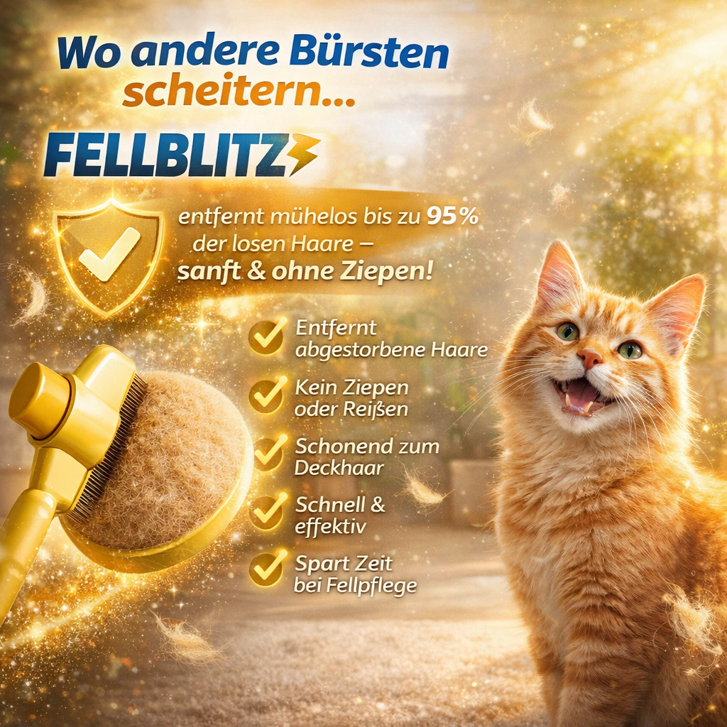 Fellblitz™ Katzenbürste Tierhaarbürste Fell Bürste Selbstreinigend Bestseller